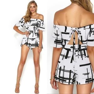 Tied Back Print Romper